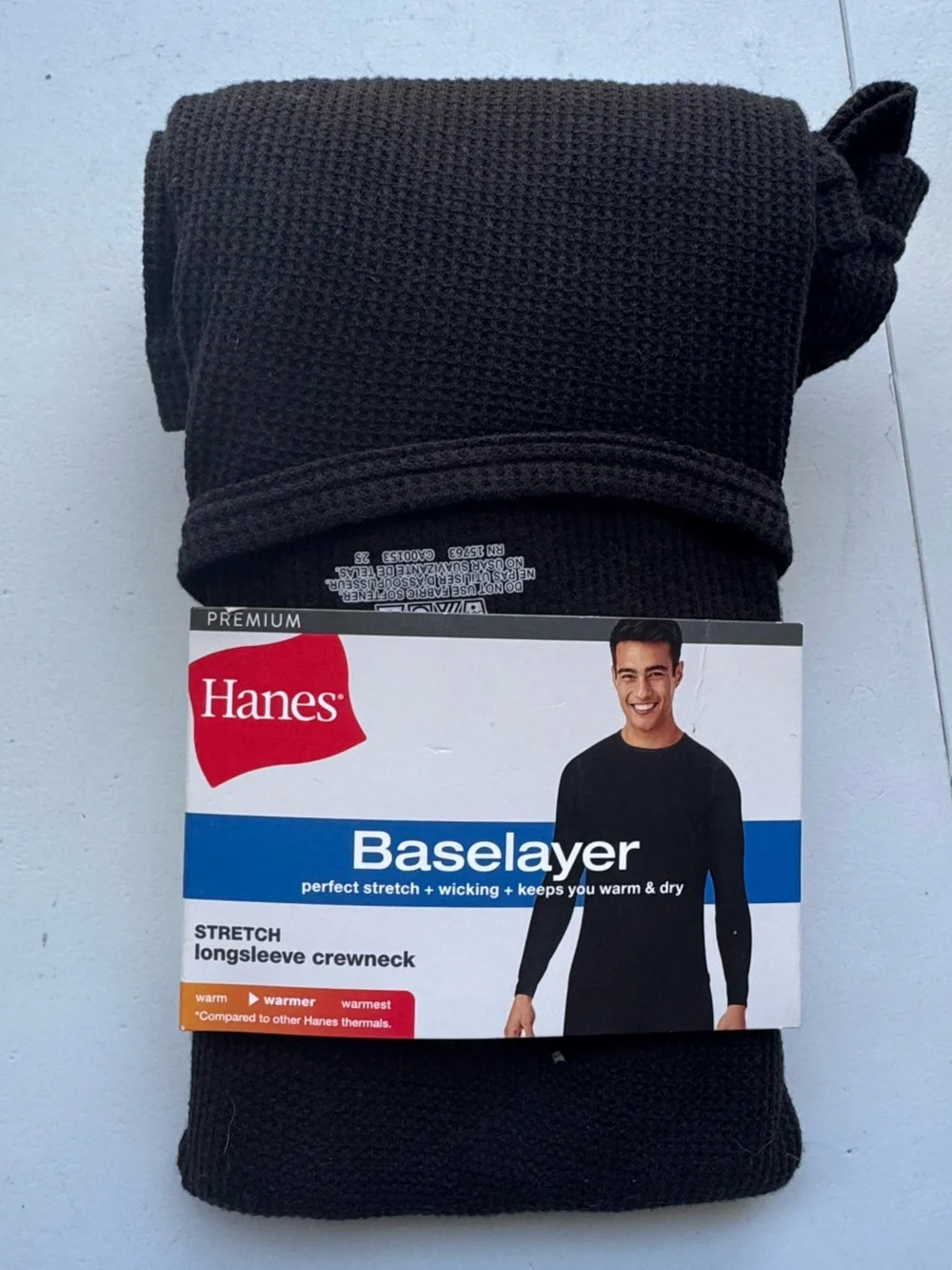 Hanes Black Men’s Baselayer Long Sleeve Crewneck